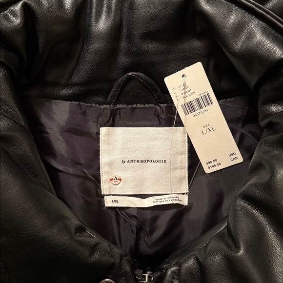 Anthropologie Faux Leather Puffer Vest - Picture 6 of 10